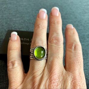 Retired Silpada .925 Sterling Green glass Ring